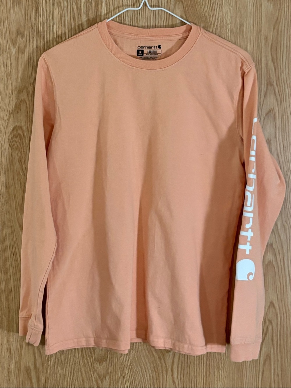 Carhartt Peach Crewneck Logo Loose Fit Long Sleeve Tee